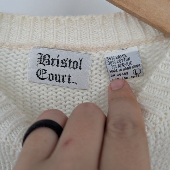 Vintage Bristol Court Rose Sweater Size Large Floral 80s 90s Cottagecore Grunge - Picture 3 of 4